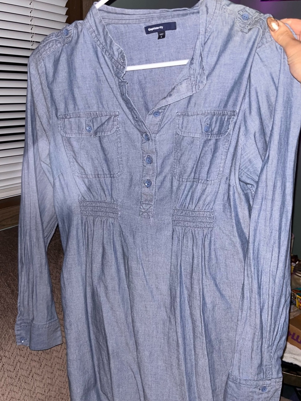 Gap Chambray Long-Sleeve Tunic Top - Blue